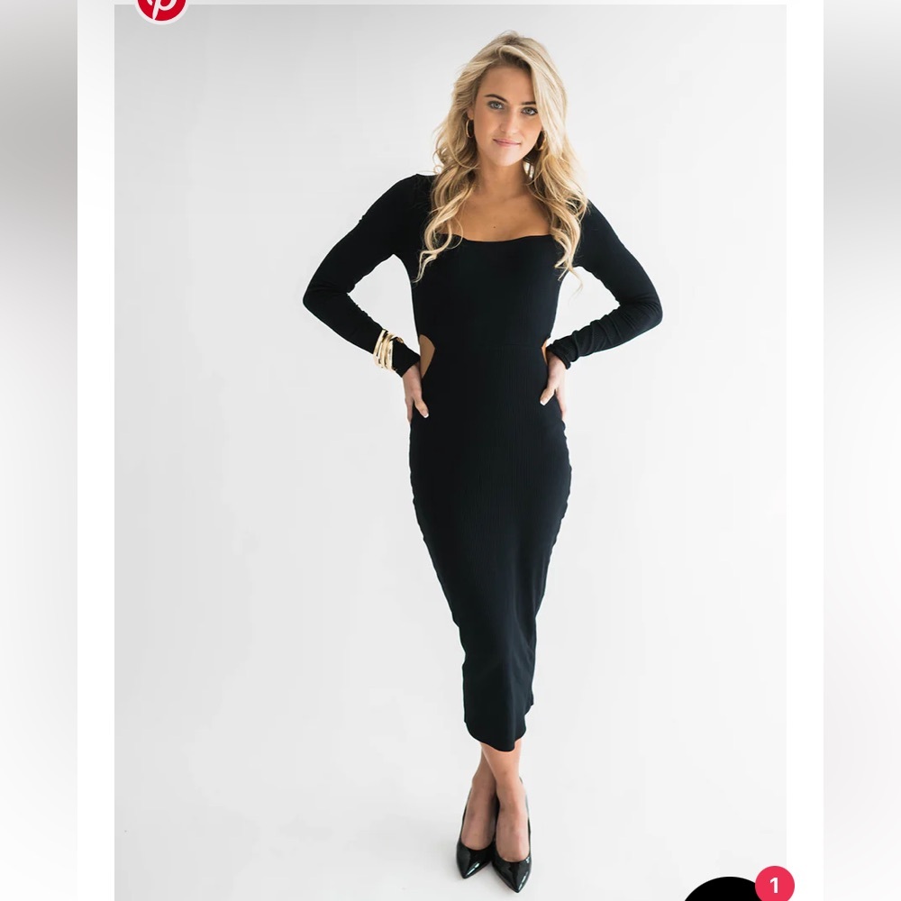 NWT Black Midi Cutout Dress